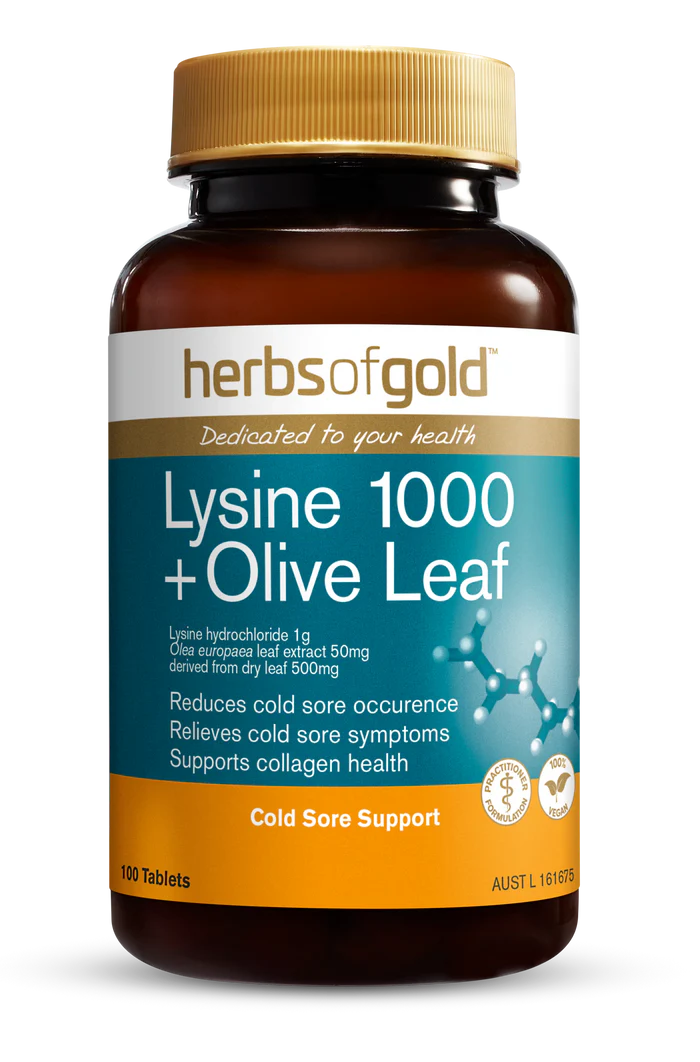 HERBS OF GOLD LYSINE 1000 + OLIVE LEAF