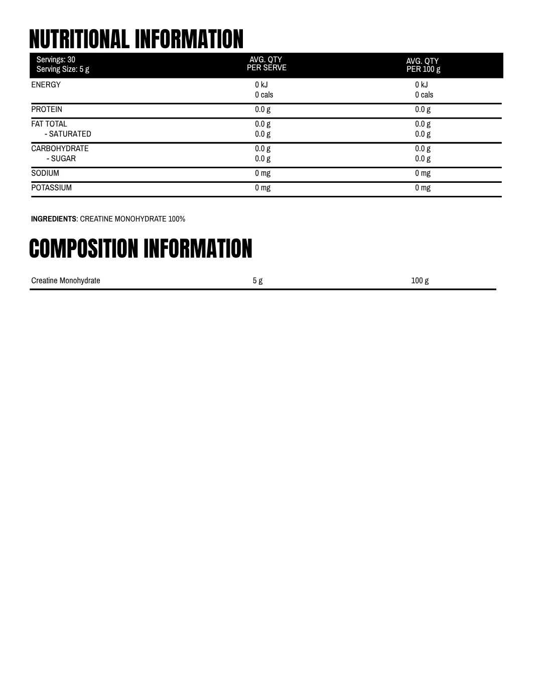 Creatine Monohydrate - 150g unflavoured