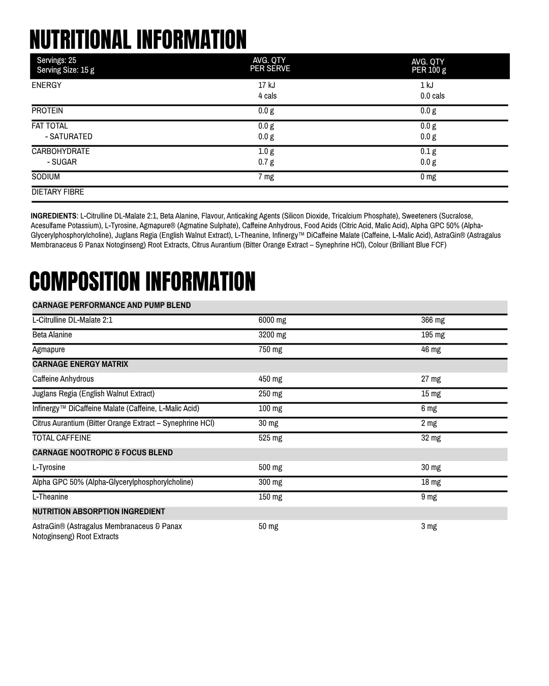 Dialed Carnage Pre Workout V2
